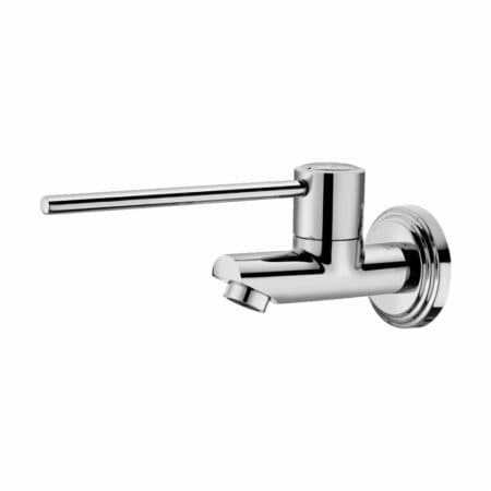 Fit Elbow Action Bib Cock With Extended Lever Handle & Wall Flange
