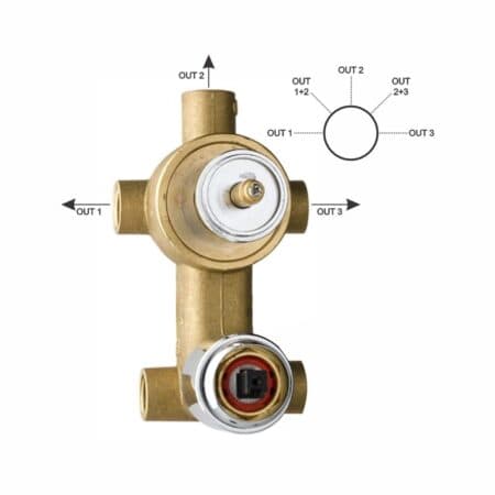 Concealed Body of Single Lever Shower Mixer with 3 Way Diverter (Body + Cartridge)